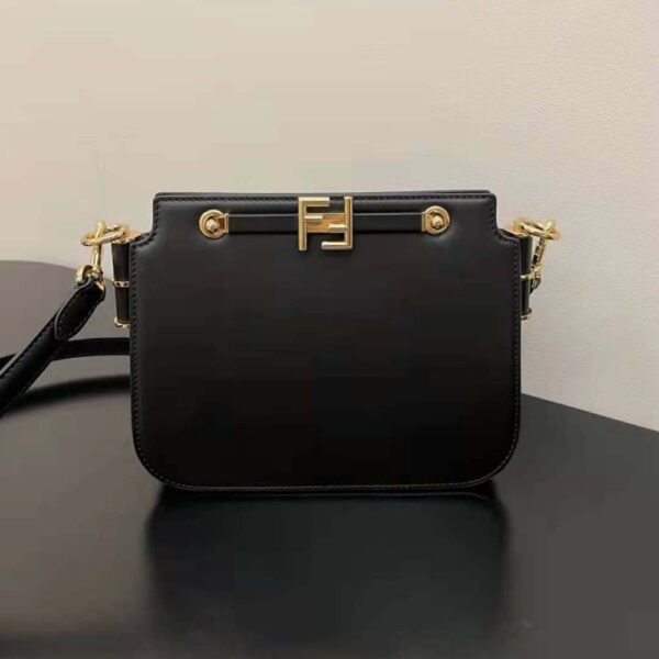Fendi Women Touch Leather Bag with A Metal FF Clasp-black (2)