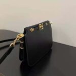 Fendi Women Touch Leather Bag with A Metal FF Clasp-Black - Image 4