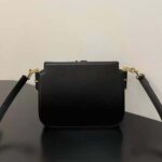 Fendi Women Touch Leather Bag with A Metal FF Clasp-Black - Image 3