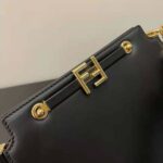 Fendi Women Touch Leather Bag with A Metal FF Clasp-Black - Image 6