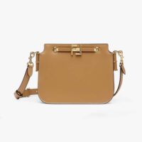 Fendi Women Touch Leather Bag with A Metal FF Clasp-brown (1)