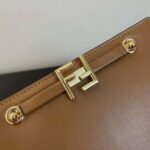Fendi Women Touch Leather Bag with A Metal FF Clasp-Brown - immagine 7