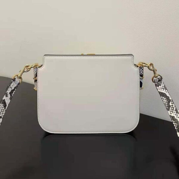 Fendi Women Touch White Leather Bag with Metal FF Clasp (10)