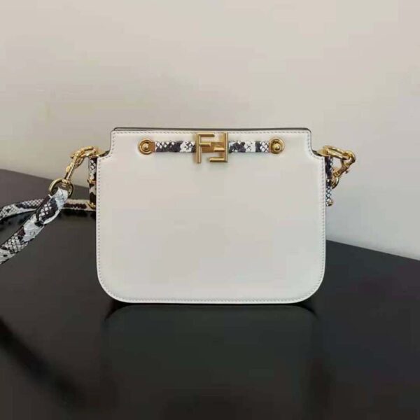 Fendi Women Touch White Leather Bag with Metal FF Clasp (2)
