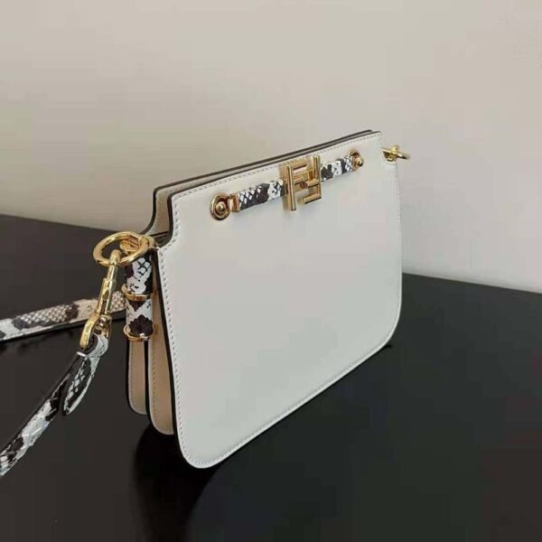 Fendi Women Touch White Leather Bag with Metal FF Clasp (3)
