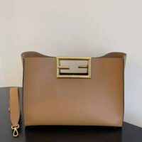 Fendi Women Way Medium Made of Camellia-Colored Leather Bag-brown (1)