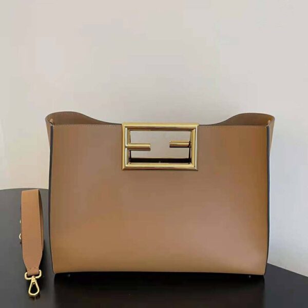 Fendi Women Way Medium Made of Camellia-Colored Leather Bag-brown (2)