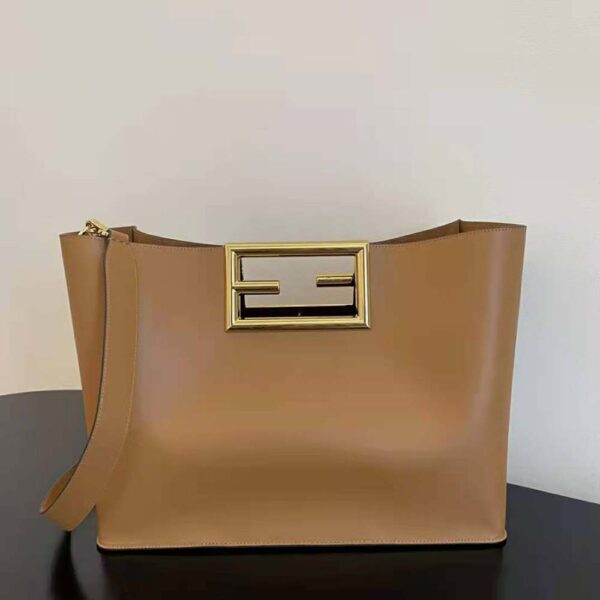 Fendi Women Way Medium Made of Camellia-Colored Leather Bag-brown (4)