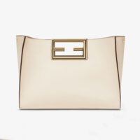 Fendi Women Way Medium Made of Camellia-Colored Leather Bag-White