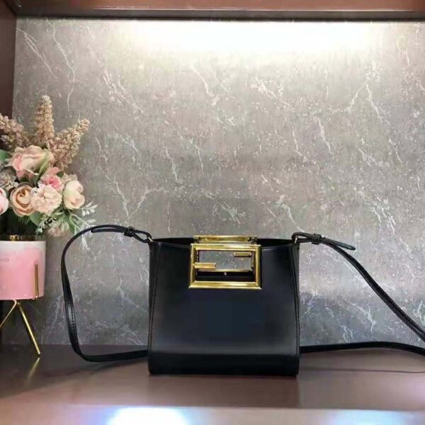 Fendi Women Way Small Made of Camellia-Colored Leather Bag-black (1)
