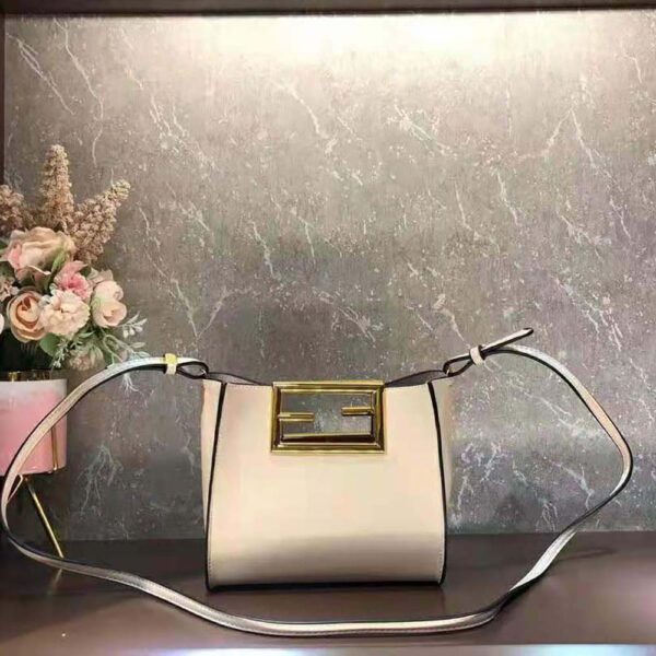 Fendi Women Way Small Made of Camellia-Colored Leather Bag-white (4)