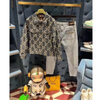 Gucci GG Men Pineapple Jacket Blue Ivory Jumbo GG Jacquard Denim (2)