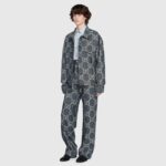 Gucci GG Men Pineapple Jacket Blue Ivory Jumbo GG Jacquard Denim - Imagen 5