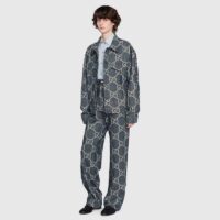 Gucci GG Men Pineapple Jacket Blue Ivory Jumbo GG Jacquard Denim (2)