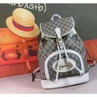 Gucci GG Unisex Gucci 1955 Horsebit Backpack WhiteEbony Supreme Canvas (4)