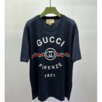 Gucci GG Women Cotton Jersey 'Gucci Firenze 1921' T-Shirt Crewneck Oversize Fit - Imagen 4