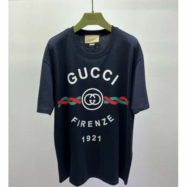 Gucci GG Women Cotton Jersey ‘Gucci Firenze 1921’ T-Shirt Crewneck Oversize Fit (10)