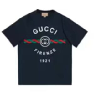 Gucci GG Women Cotton Jersey 'Gucci Firenze 1921' T-Shirt Crewneck Oversize Fit