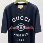 Gucci GG Women Cotton Jersey 'Gucci Firenze 1921' T-Shirt Crewneck Oversize Fit - Imagen 5