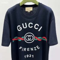 Gucci GG Women Cotton Jersey ‘Gucci Firenze 1921’ T-Shirt Crewneck Oversize Fit (12)