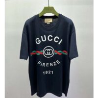 Gucci GG Women Cotton Jersey ‘Gucci Firenze 1921’ T-Shirt Crewneck Oversize Fit (12)