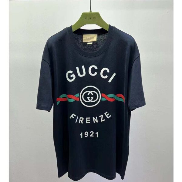 Gucci GG Women Cotton Jersey ‘Gucci Firenze 1921’ T-Shirt Crewneck Oversize Fit (9)