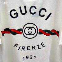 Gucci GG Women Cotton Jersey ‘Gucci Firenze 1921’ White T-Shirt Crewneck Oversize Fit (1)