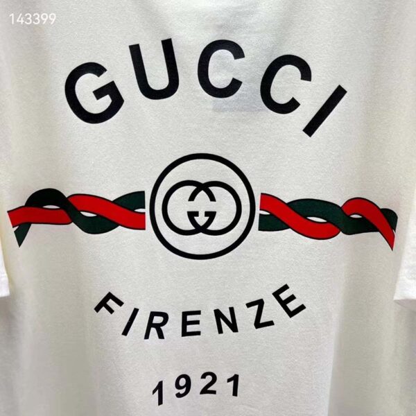 Gucci GG Women Cotton Jersey ‘Gucci Firenze 1921’ White T-Shirt Crewneck Oversize Fit (10)