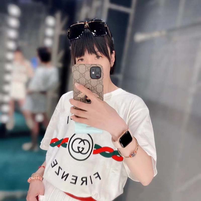 Gucci GG Women Cotton Jersey 'Gucci Firenze 1921' White T