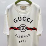 Gucci GG Women Cotton Jersey 'Gucci Firenze 1921' White T-Shirt Crewneck Oversize Fit - Image 5