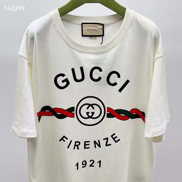 Gucci GG Women Cotton Jersey ‘Gucci Firenze 1921’ White T-Shirt Crewneck Oversize Fit (12)