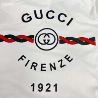 Gucci GG Women Cotton Jersey ‘Gucci Firenze 1921’ White T-Shirt Crewneck Oversize Fit (1)