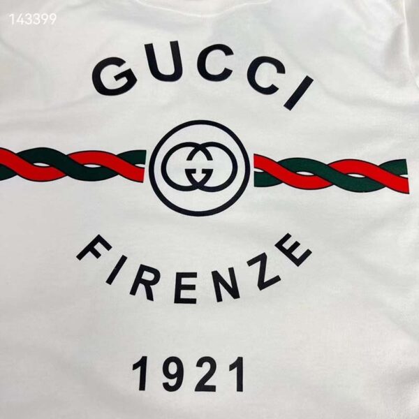 Gucci GG Women Cotton Jersey ‘Gucci Firenze 1921’ White T-Shirt Crewneck Oversize Fit (5)