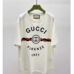 Gucci GG Women Cotton Jersey 'Gucci Firenze 1921' White T-Shirt Crewneck Oversize Fit - Image 2