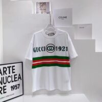 Gucci GG Women Cotton T-Shirt White Cotton Jersey Crewneck Oversize Fit (13)