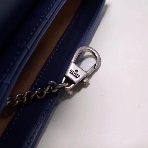 Gucci Unisex GG Marmont Matelassé Mini Bag Blue Matelassé Leather Double G (4)