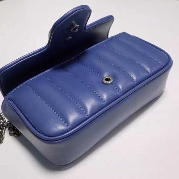 Gucci Unisex GG Marmont Matelassé Mini Bag Blue Matelassé Leather Double G (5)