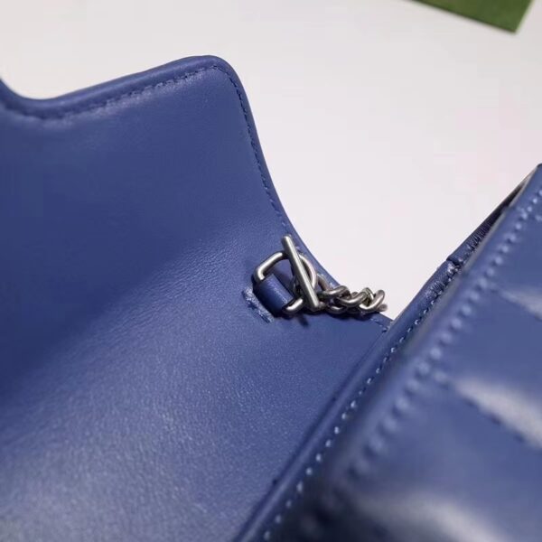 Gucci Unisex GG Marmont Matelassé Mini Bag Blue Matelassé Leather Double G (9)