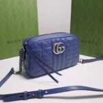 Gucci Unisex GG Marmont Matelassé Shoulder Bag Blue Matelassé Leather Double G - Image 5