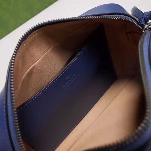 Gucci Unisex GG Marmont Matelassé Shoulder Bag Blue Matelassé Leather Double G (3)