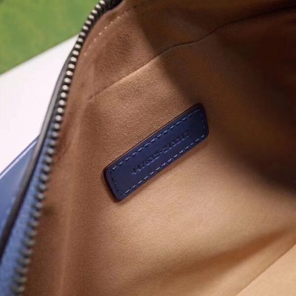 Gucci Unisex GG Marmont Matelassé Shoulder Bag Blue Matelassé Leather Double G (6)