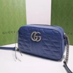 Gucci Unisex GG Marmont Matelassé Shoulder Bag Blue Matelassé Leather Double G - Image 4