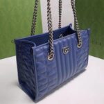 Gucci Unisex GG Marmont Medium Matelassé Leather Blue Bag Double G - Image 4