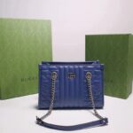 Gucci Unisex GG Marmont Medium Matelassé Leather Blue Bag Double G - Image 2