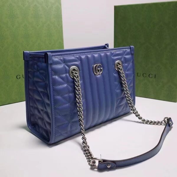 Gucci Unisex GG Marmont Medium Matelassé Leather Blue Bag Double G (3)