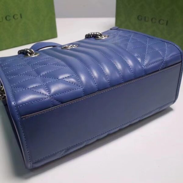 Gucci Unisex GG Marmont Medium Matelassé Leather Blue Bag Double G (9)
