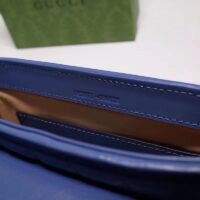 Gucci Unisex GG Marmont Mini Top Handle Bag Blue Matelassé Leather Double G (6)