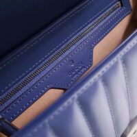 Gucci Unisex GG Marmont Small Shoulder Bag Blue Matelassé Leather Double G (6)
