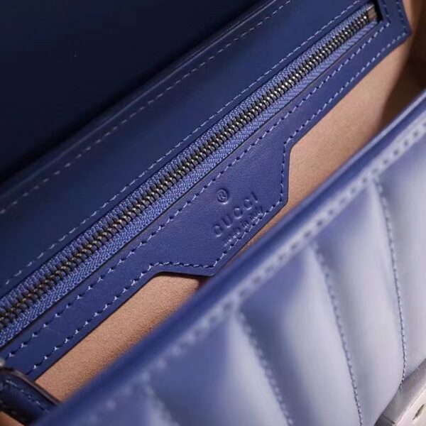 Gucci Unisex GG Marmont Small Shoulder Bag Blue Matelassé Leather Double G (1)