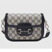 Gucci Unisex Horsebit 1955 GG Mini Bag Beige Blue GG Supreme Canvas (6)